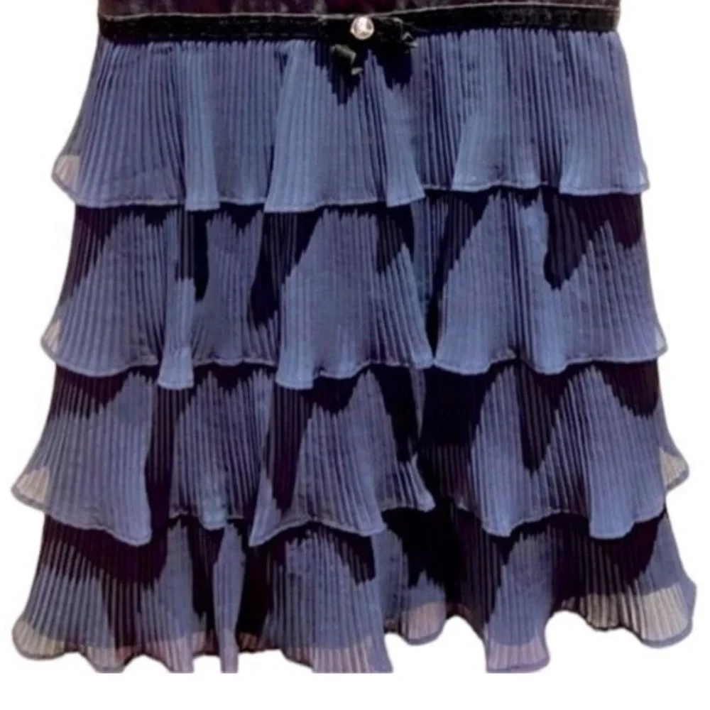 Gymboree girls blue sleeveless satin tiered dress size 4 fully lined
